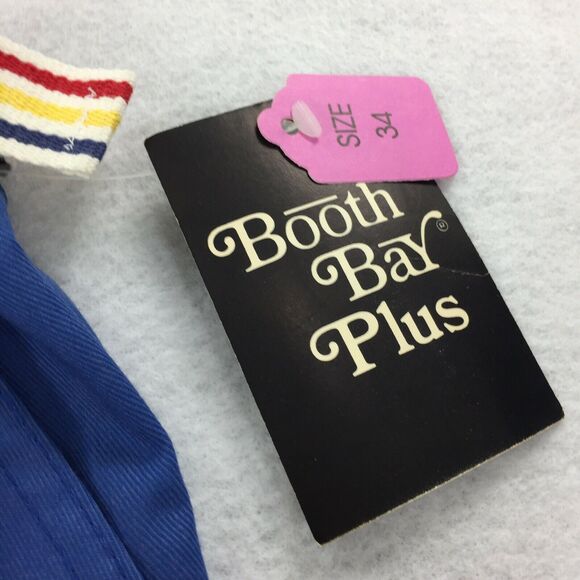 Vintage NWT 1970s Booth Bay Plus Skirt Size 34 Womens Solid Blue Rainbow Belts - Picture 5 of 9